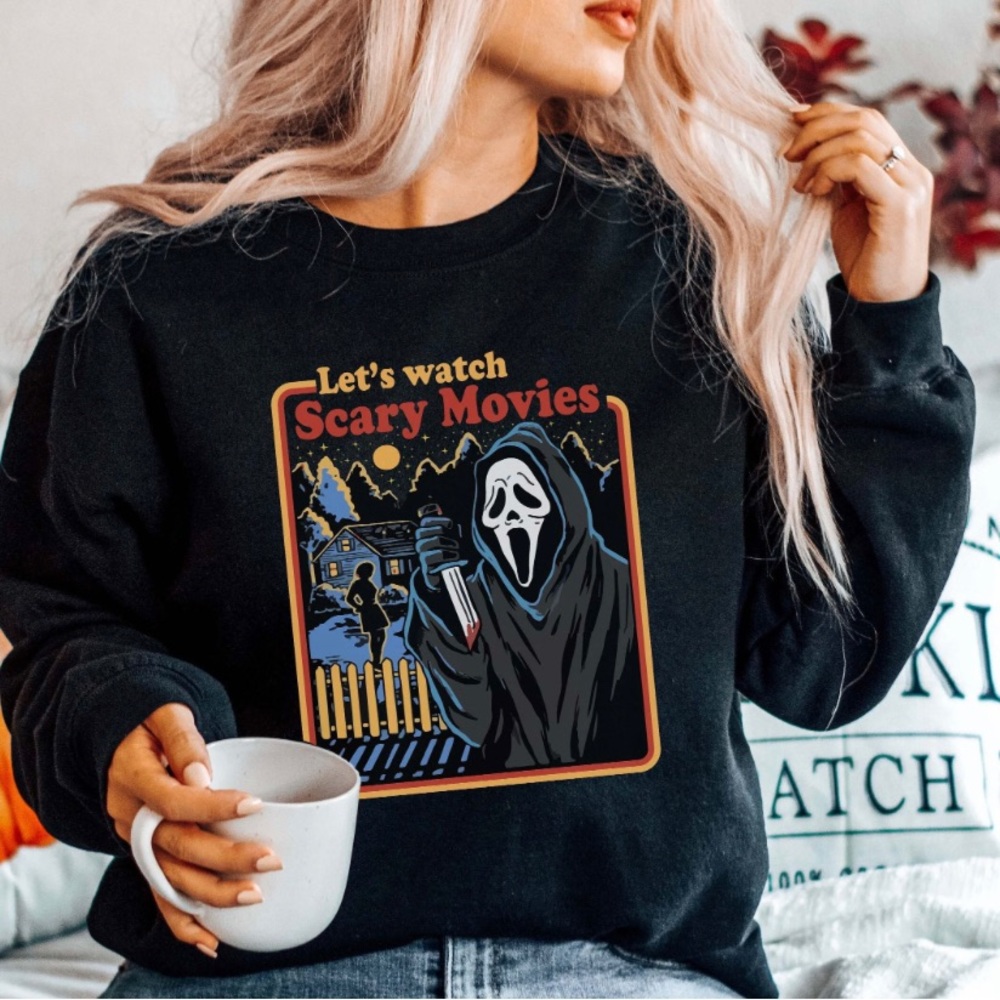 Let’s Watch Scary Movies  Crew Neck Sweatshirt